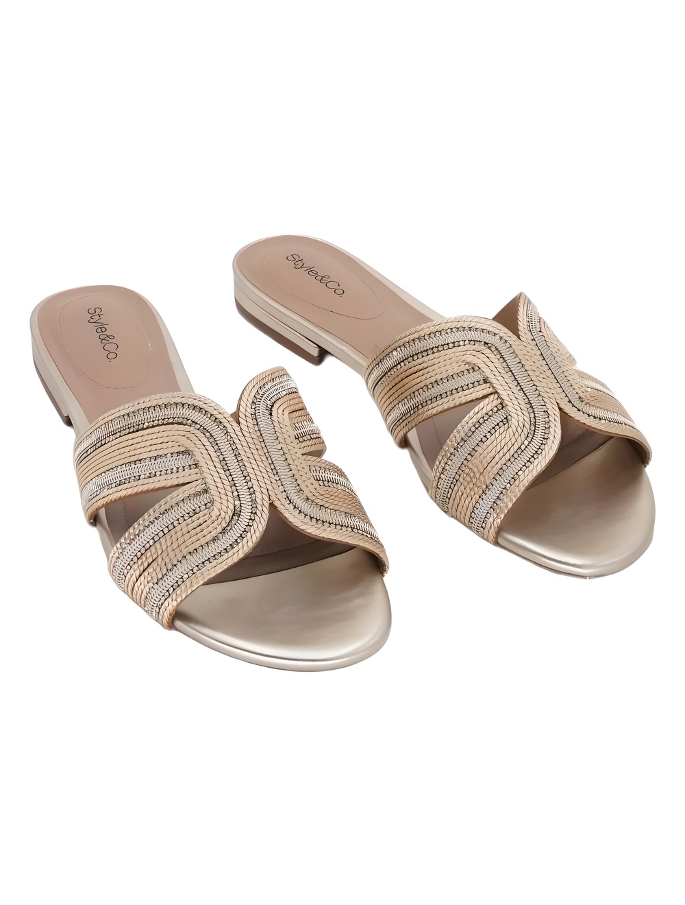 Style & Co Raelynn Metallic Rope Slide Sandals Platino Size 9M